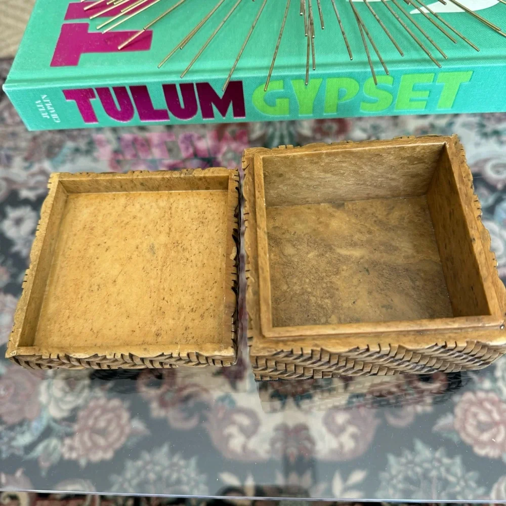 Pottery Barn Carved Stone Decorative Box